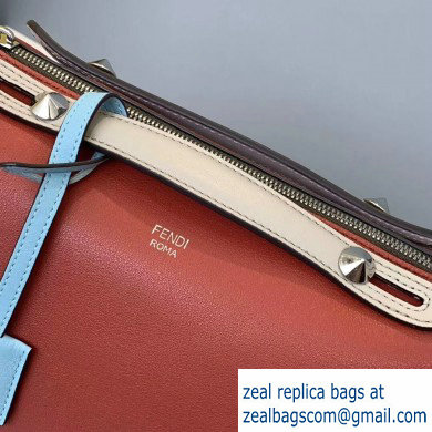 Fendi Leather By The Way Medium Boston Bag Red/Creamy/Sky Blue