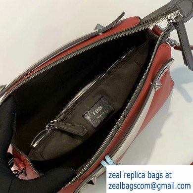 Fendi Leather By The Way Medium Boston Bag Red/Creamy/Sky Blue