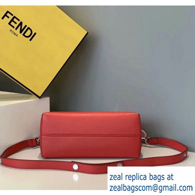 Fendi Leather By The Way Medium Boston Bag Red/Dark Blue/White - Click Image to Close