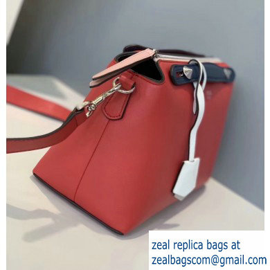 Fendi Leather By The Way Medium Boston Bag Red/Dark Blue/White - Click Image to Close