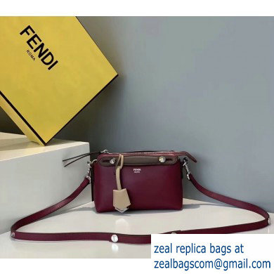 Fendi Leather By The Way Mini Boston Bag Burgundy