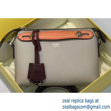 Fendi Leather By The Way Mini Boston Bag Pale Gray/Burgundy/Orange - Click Image to Close
