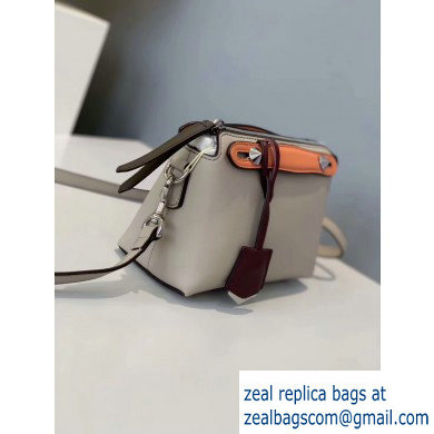 Fendi Leather By The Way Mini Boston Bag Pale Gray/Burgundy/Orange - Click Image to Close