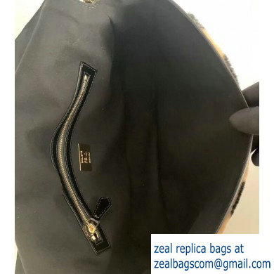Fendi Pequin-striped Sheepskin and Patent Leather Large Baguette Bag Black 2019