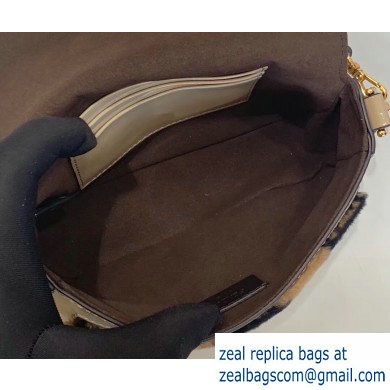 Fendi Pequin-striped Sheepskin and Patent Leather Mini Baguette Bag Beige 2019