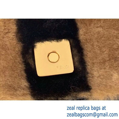 Fendi Pequin-striped Sheepskin and Patent Leather Mini Baguette Bag Black 2019