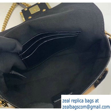 Fendi Pequin-striped Sheepskin and Patent Leather Mini Baguette Bag Black 2019 - Click Image to Close