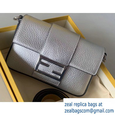 Fendi Roma Amor Leather Mini Baguette Belt Bag Silver 2019