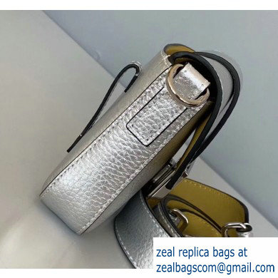 Fendi Roma Amor Leather Mini Baguette Belt Bag Silver 2019