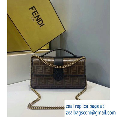 Fendi Stamp Glazed Fabric Medium Double F Bag Black