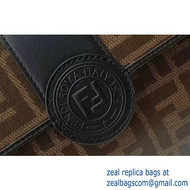 Fendi Stamp Glazed Fabric Medium Double F Bag Black