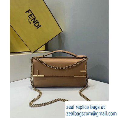 Fendi Stamp Glazed Fabric Medium Double F Bag Light Brown