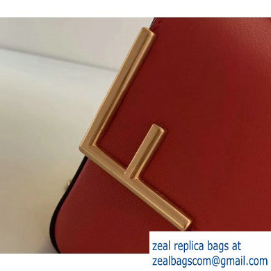 Fendi Stamp Glazed Fabric Medium Double F Bag Red - Click Image to Close