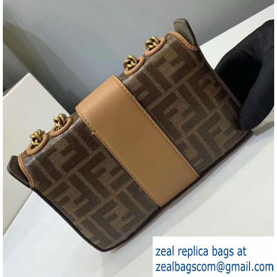 Fendi Stamp Glazed Fabric Mini Double F Bag Light Brown