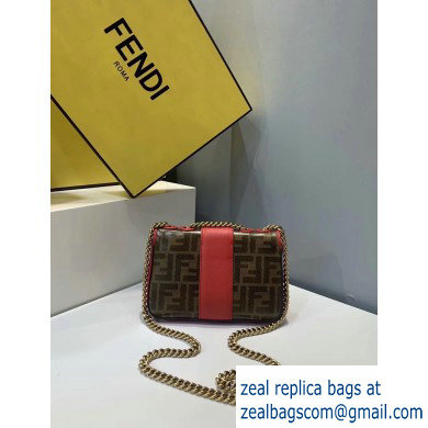 Fendi Stamp Glazed Fabric Mini Double F Bag Red - Click Image to Close