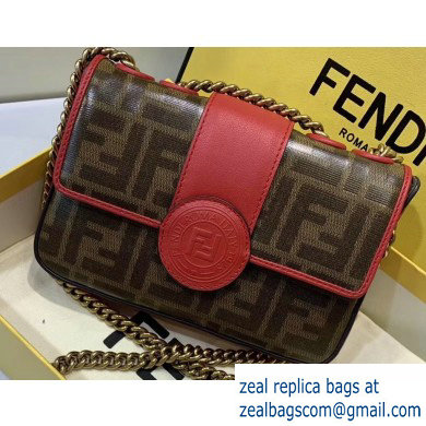 Fendi Stamp Glazed Fabric Mini Double F Bag Red - Click Image to Close