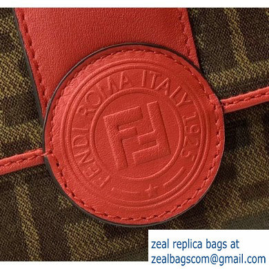 Fendi Stamp Glazed Fabric Mini Double F Bag Red