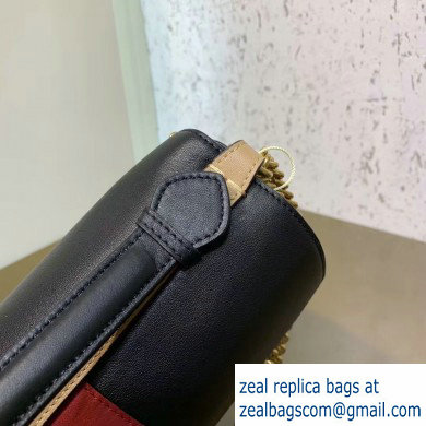 Fendi Stamp Leather Medium Double F Bag Black - Click Image to Close