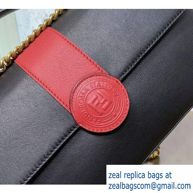 Fendi Stamp Leather Medium Double F Bag Black