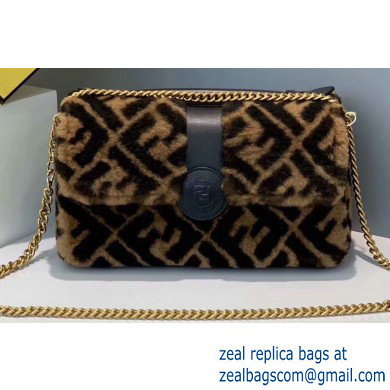 Fendi Stamp Sheepskin Medium Double F Bag Black/Brown