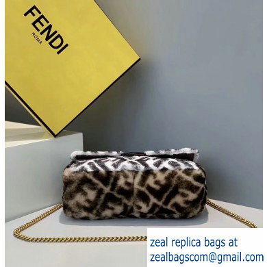 Fendi Stamp Sheepskin Medium Double F Bag Black/White