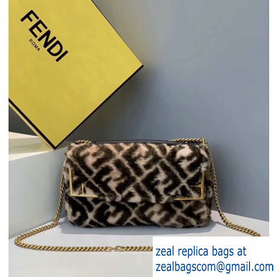 Fendi Stamp Sheepskin Medium Double F Bag Black/White