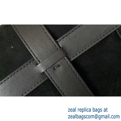 Fendi Suede Large Baguette Bag Black with Cage 2019