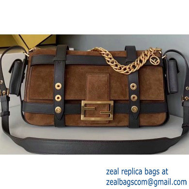 Fendi Suede Large Baguette Bag Brown with Cage 2019 - Click Image to Close