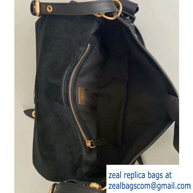 Fendi Suede Medium Baguette Bag Black with Cage 2019