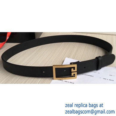 Givenchy Width 3cm Leather Belt Black/Gold with Double G Buckle