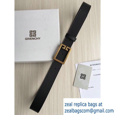 Givenchy Width 3cm Leather Belt Black/Gold with Double G Buckle