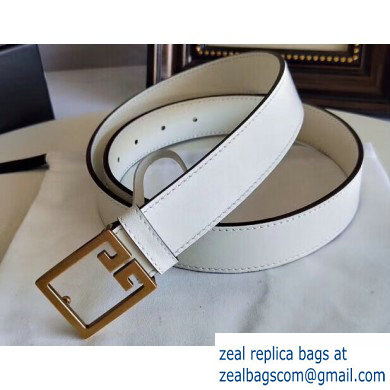 Givenchy Width 3cm Leather Belt White with Double G Buckle