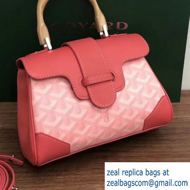 Goyard Wooden Handle Saigon Mini Tote Bag with Shoulder Strap Cherry Pink - Click Image to Close