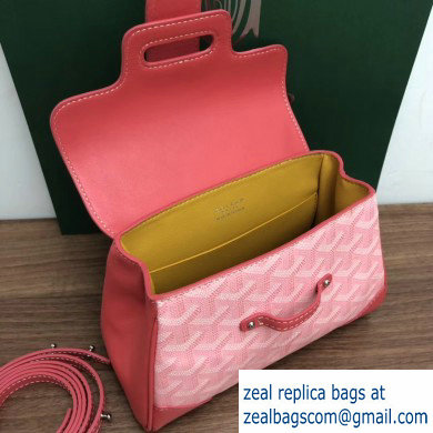 Goyard Wooden Handle Saigon Mini Tote Bag with Shoulder Strap Cherry Pink