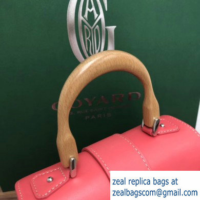 Goyard Wooden Handle Saigon Mini Tote Bag with Shoulder Strap Cherry Pink