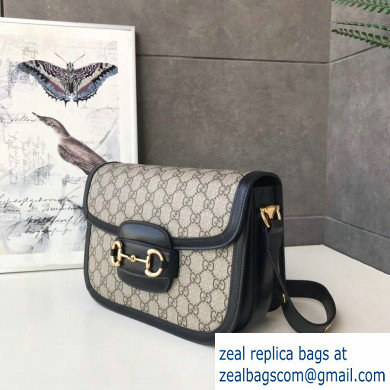 Gucci 1955 Horsebit Shoulder Bag 602204 GG Supreme Canvas Black 2019 - Click Image to Close