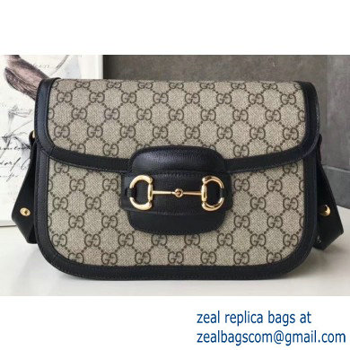 Gucci 1955 Horsebit Shoulder Bag 602204 GG Supreme Canvas Black 2019 - Click Image to Close