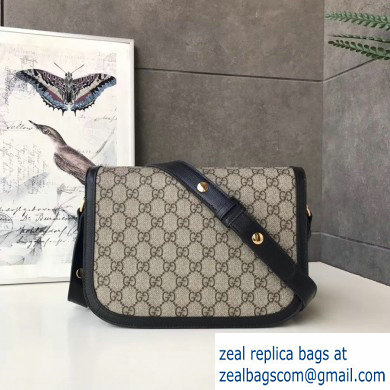 Gucci 1955 Horsebit Shoulder Bag 602204 GG Supreme Canvas Black 2019 - Click Image to Close