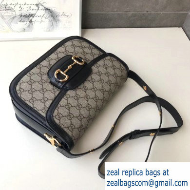 Gucci 1955 Horsebit Shoulder Bag 602204 GG Supreme Canvas Black 2019