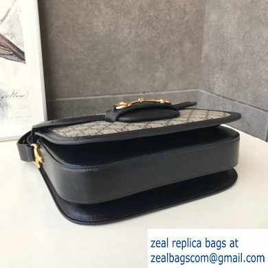 Gucci 1955 Horsebit Shoulder Bag 602204 GG Supreme Canvas Black 2019 - Click Image to Close