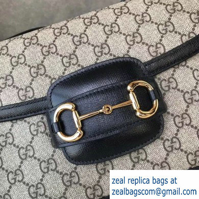 Gucci 1955 Horsebit Shoulder Bag 602204 GG Supreme Canvas Black 2019 - Click Image to Close