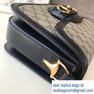 Gucci 1955 Horsebit Shoulder Bag 602204 GG Supreme Canvas Black 2019 - Click Image to Close