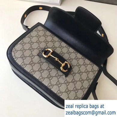 Gucci 1955 Horsebit Shoulder Bag 602204 GG Supreme Canvas Black 2019 - Click Image to Close