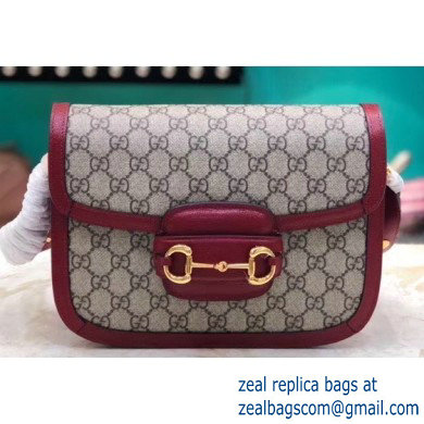 Gucci 1955 Horsebit Shoulder Bag 602204 GG Supreme Canvas Red 2019 - Click Image to Close