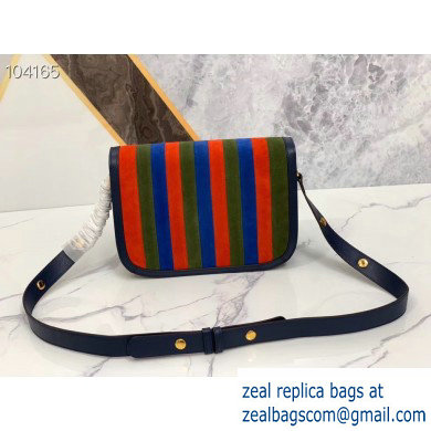 Gucci 1955 Horsebit Shoulder Bag 602204 Suede Multicolor Stripe 2019