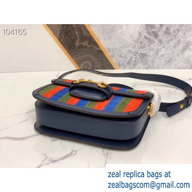 Gucci 1955 Horsebit Shoulder Bag 602204 Suede Multicolor Stripe 2019 - Click Image to Close