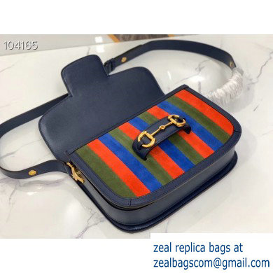 Gucci 1955 Horsebit Shoulder Bag 602204 Suede Multicolor Stripe 2019