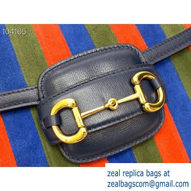 Gucci 1955 Horsebit Shoulder Bag 602204 Suede Multicolor Stripe 2019 - Click Image to Close