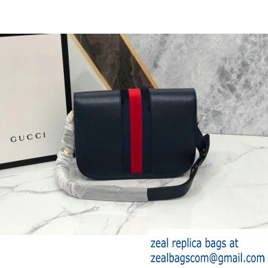 Gucci 1955 Horsebit Shoulder Bag 602204 Web Leather Blue 2019 - Click Image to Close