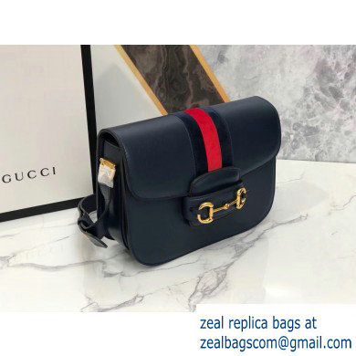 Gucci 1955 Horsebit Shoulder Bag 602204 Web Leather Blue 2019